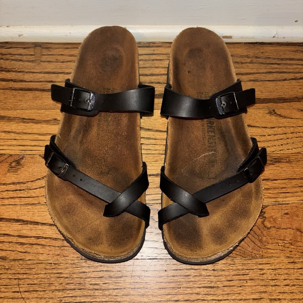 Birkenstock Mayari Black Birko-Flor Toe Loop Sandals Womens 40 L9 M7 - Picture 3 of 13